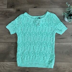 NWT ANTHROPOLOGIE Mint Green Lace Knit Top Size Medium